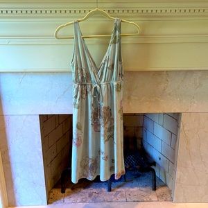 Soft green v- neck flora dress Sylvie and Mado